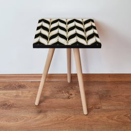 Hanah Home Mesa Auxiliar Shp130 Negro, Blanco, Oro